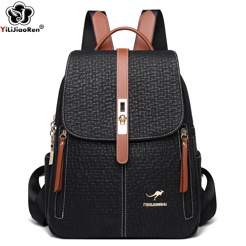 Travel Backpack Anti Theft - ファッションバックパック女性の高品質レザー Bagpack 女性のためのリュックサック大容量スクールバッグ女性旅行バッグ Mochilas