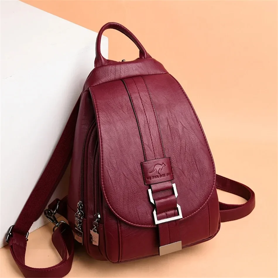 School Backpack Teen - 女性用多機能レザーバックパック,10代の女の子用ヴィンテージバックパック,スクールチェストバッグ,トラベルバックパック