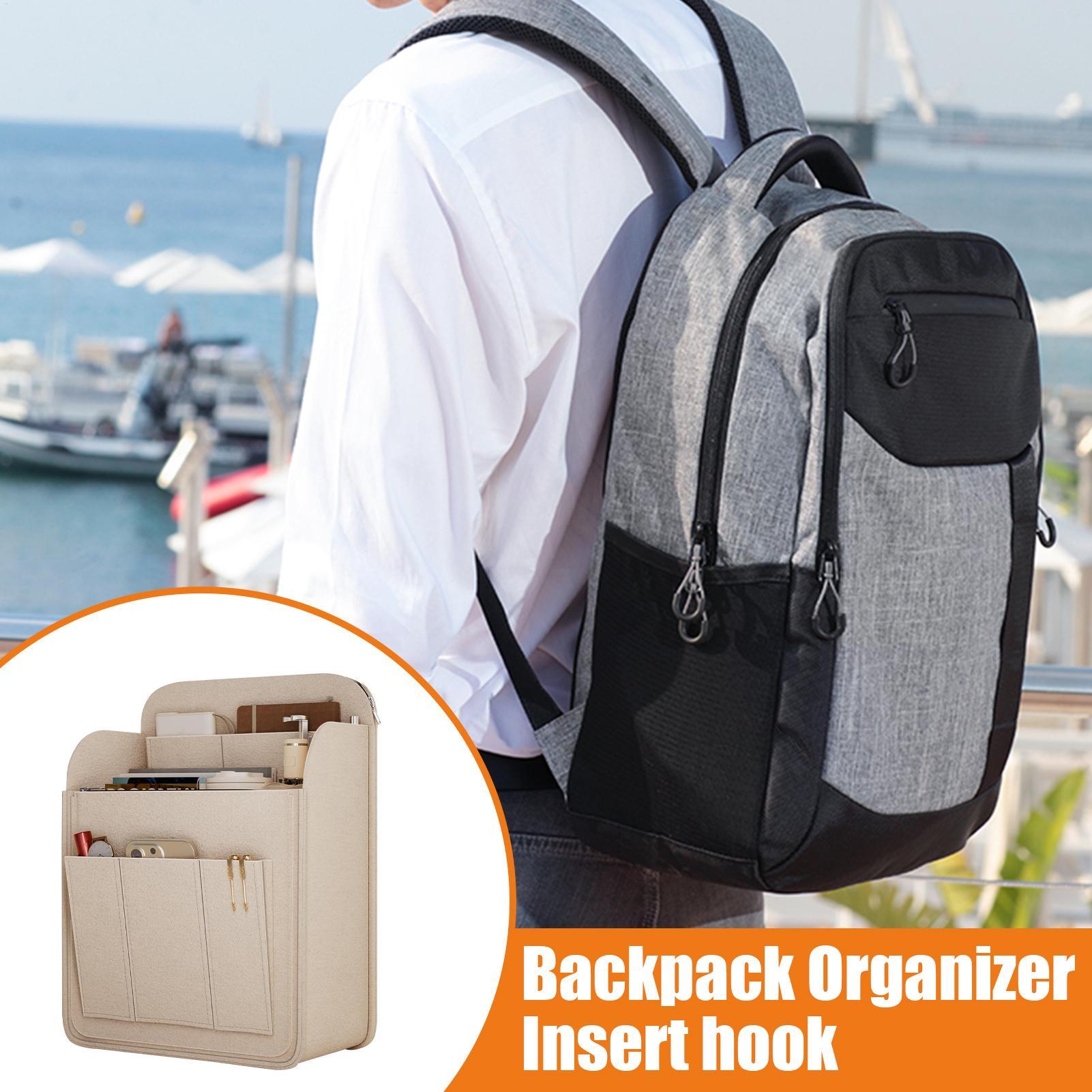Backpack Insert Organizer - ブックバッグオーガナイザーインサート 大容量ポータブルバックパック収納バッグ 多ポケットリュックサックオーガナイザー 化粧品・携帯電話用