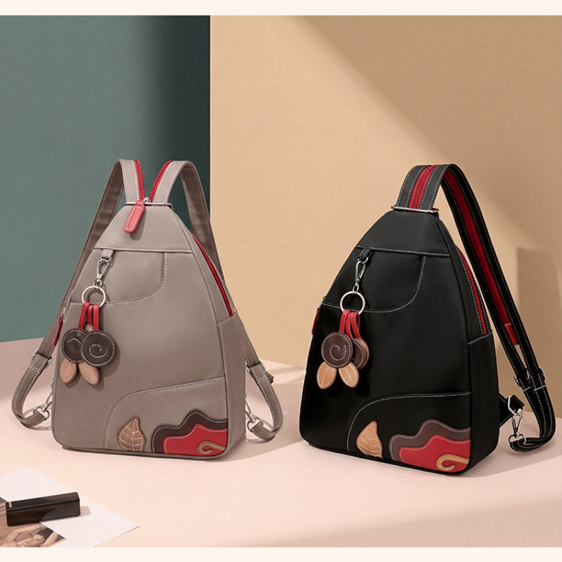 Fashion Backpack Women - 女性用バックパック アウトドア カジュアル 防水 ソリッドナイロン ショルダーバッグ