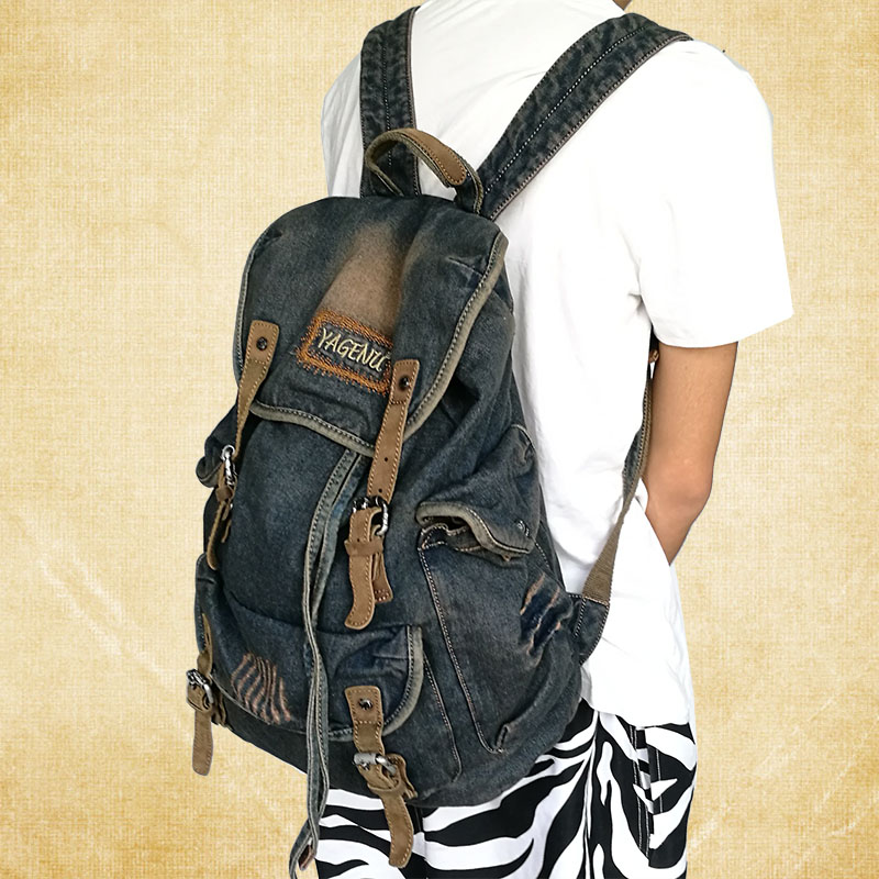 レトロキャンバスレザーダブルショルダーバッグカジュアルトラベ - Canvas Backpack Casual のレビューと価格