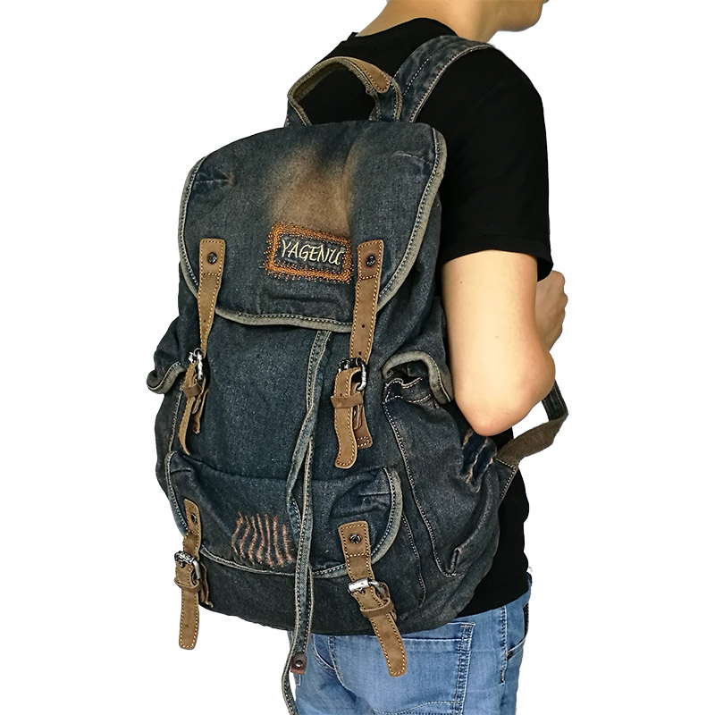 レトロキャンバスレザーダブルショルダーバッグカジュアルトラベ - Canvas Backpack Casual のレビューと価格