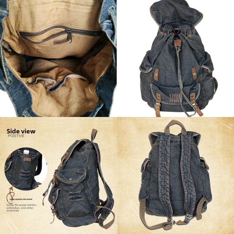 レトロキャンバスレザーダブルショルダーバッグカジュアルトラベ - Canvas Backpack Casual のレビューと価格