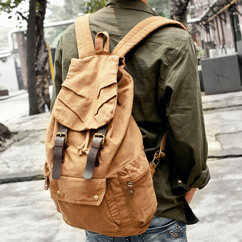 大容量キャンバスバックパック通気性軽量吸汗性トラベルカジュア - Canvas Backpack Casual のレビューと価格