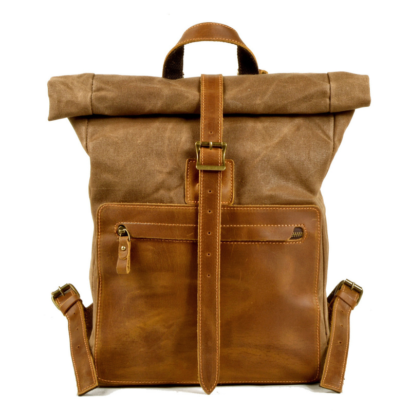 新しいシンプルでレトロなワックスキャンバスバックパック、男性 - Canvas Backpack Casual のレビューと価格