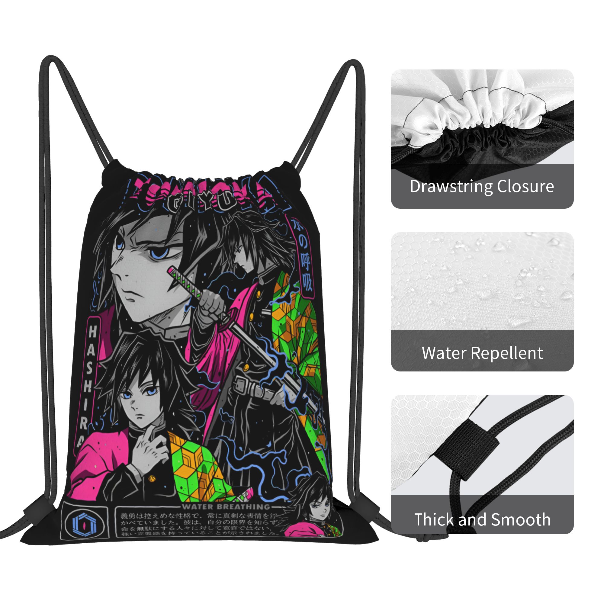 カスタムデーモンスレイヤーズ巾着バッグ女性男性軽量グアイユ・ - Drawstring Gym Bag のレビューと価格
